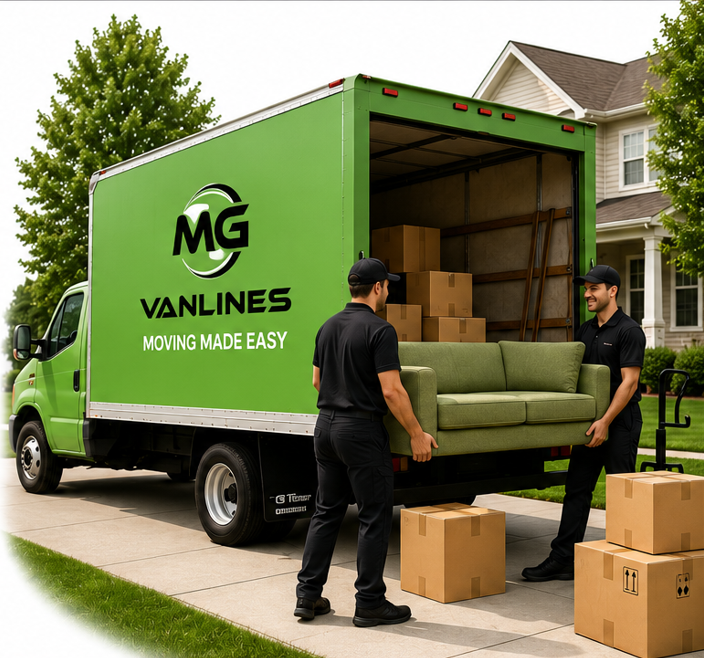 MG Vanlines movers loading a truck